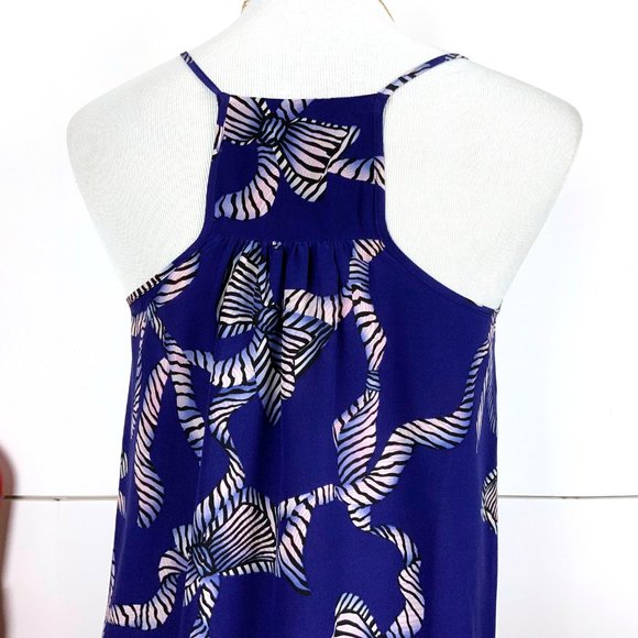 Rebecca Taylor Bow Print Ruffle Silk Tank Top  Sz 4 - Picture 10 of 16